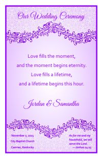 Wedding Program Cover Template 4D - Version 3